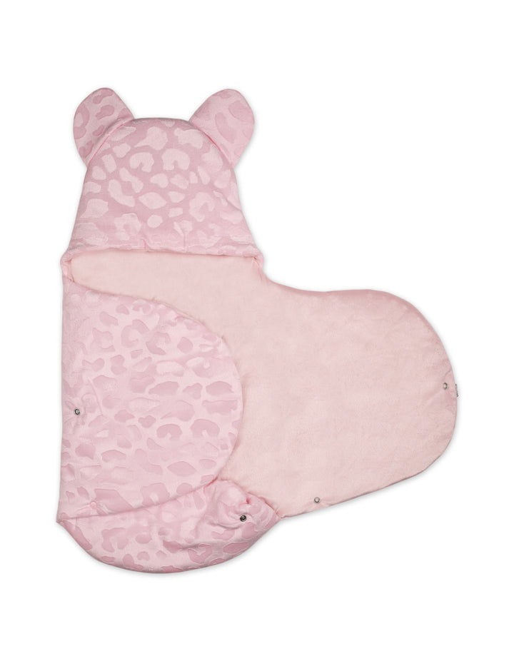 Baby Girl Hooded Swaddle Wrap Leopard Pink at Zubaidas Online Pakistan