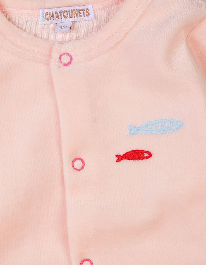 Baby Girl Winter Outfits Bambies Pink Fish Embroidery at Zubaidas Pakistan