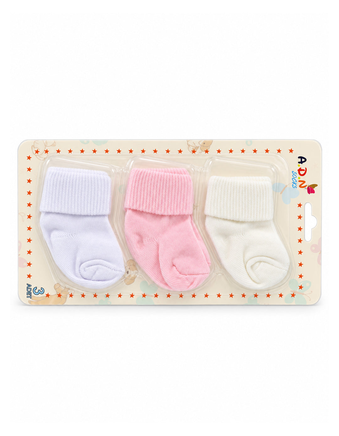 Baby Girl Pack of 3 Socks Off White Pink and White at Zubaidas