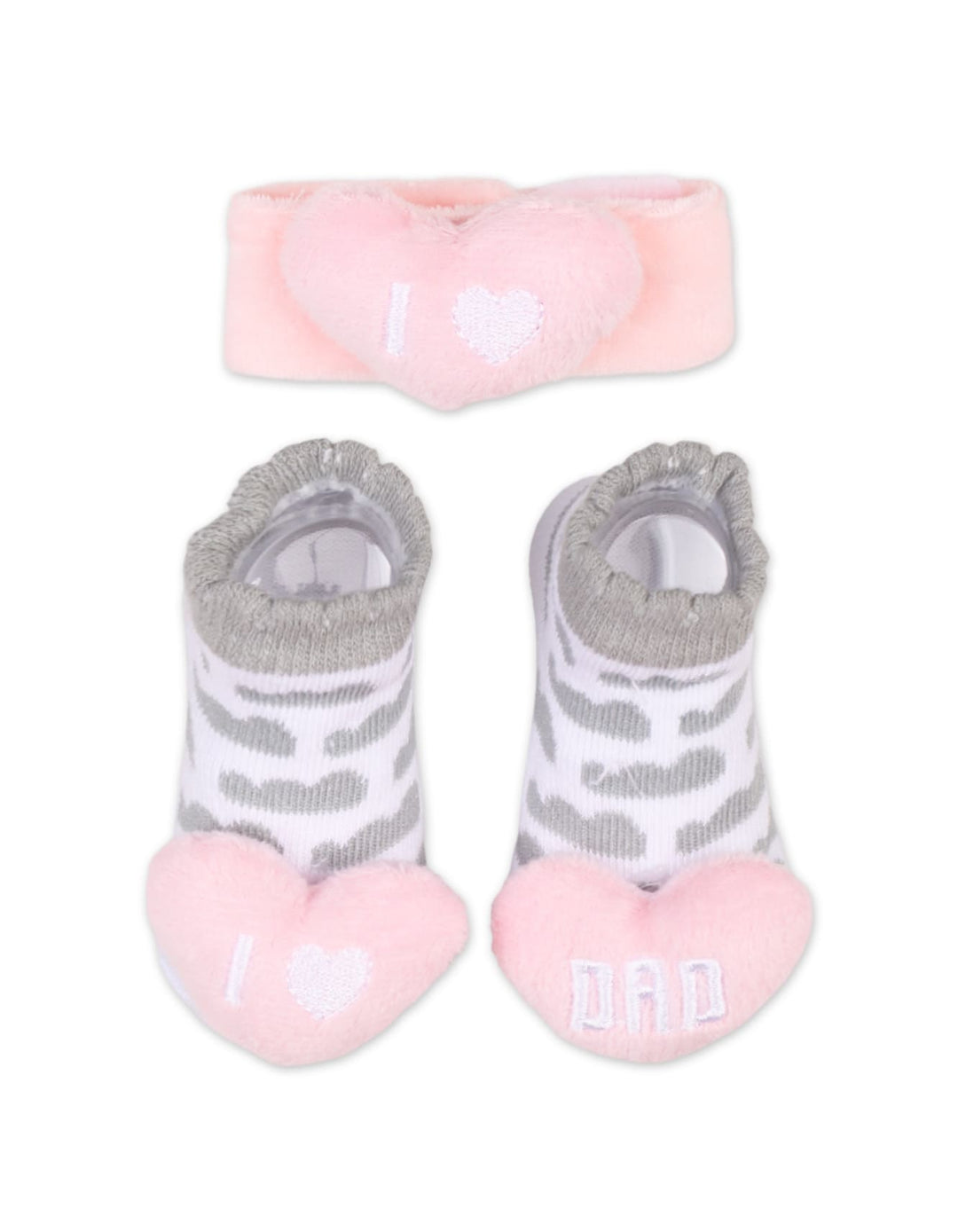 Baby Girl Rattle Booties and Wristband I Love Dad at Zubaidas
