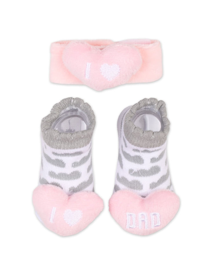 Baby Girl Rattle Booties and Wristband I Love Dad at Zubaidas