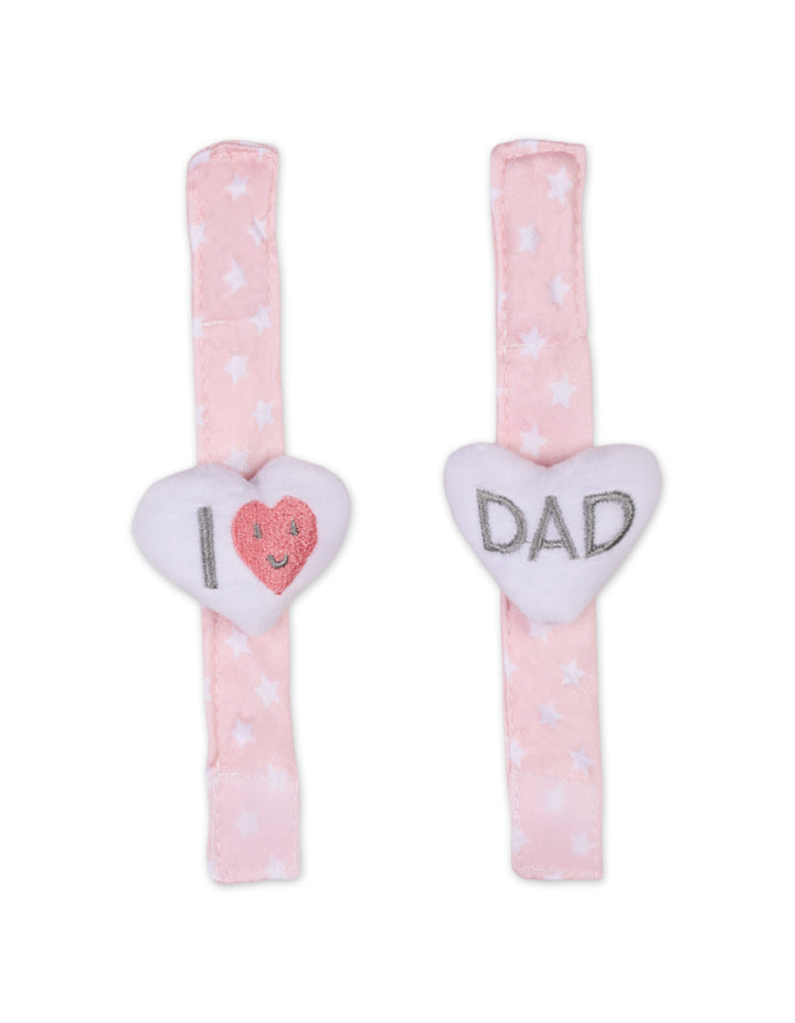 Baby Girl Rattle Wrist Band I Love DAD Pink at Zubaidas