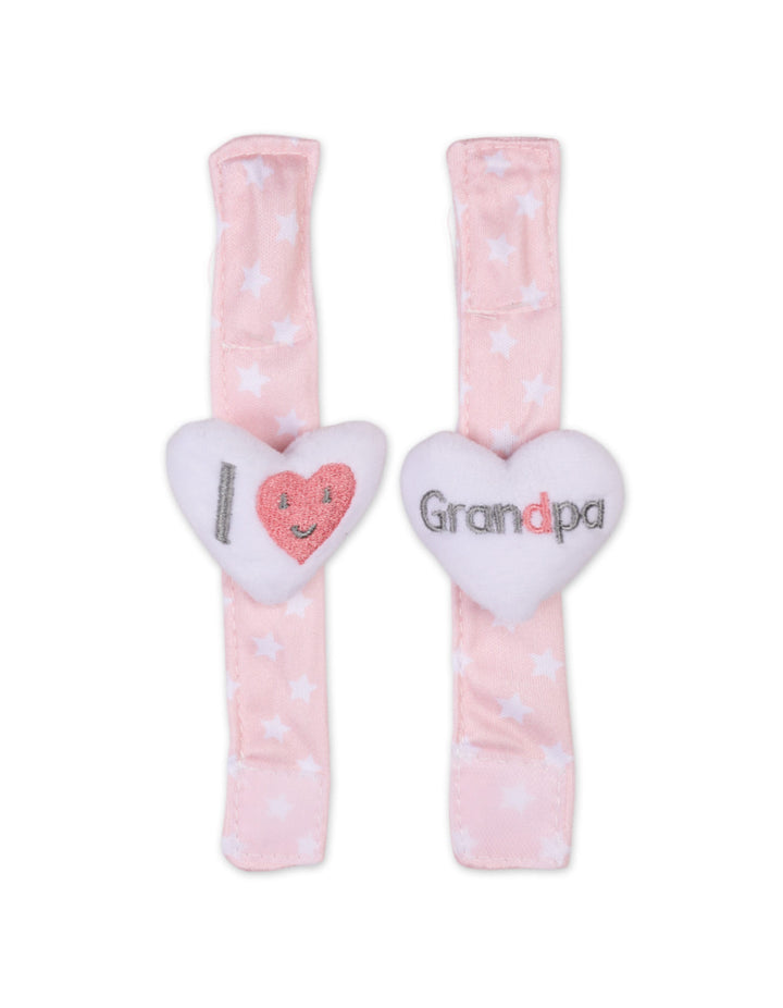 Baby Girl Rattle Wrist Band I Love Grandpa Pink at Zubaidas