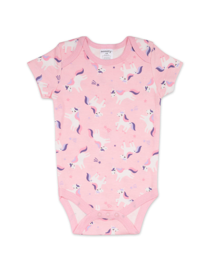 Baby Girl Short Sleeve Bodysuits 2 Pcs with Headband Sweet Dreams Unicorns at Zubaidas Official Pakistan
