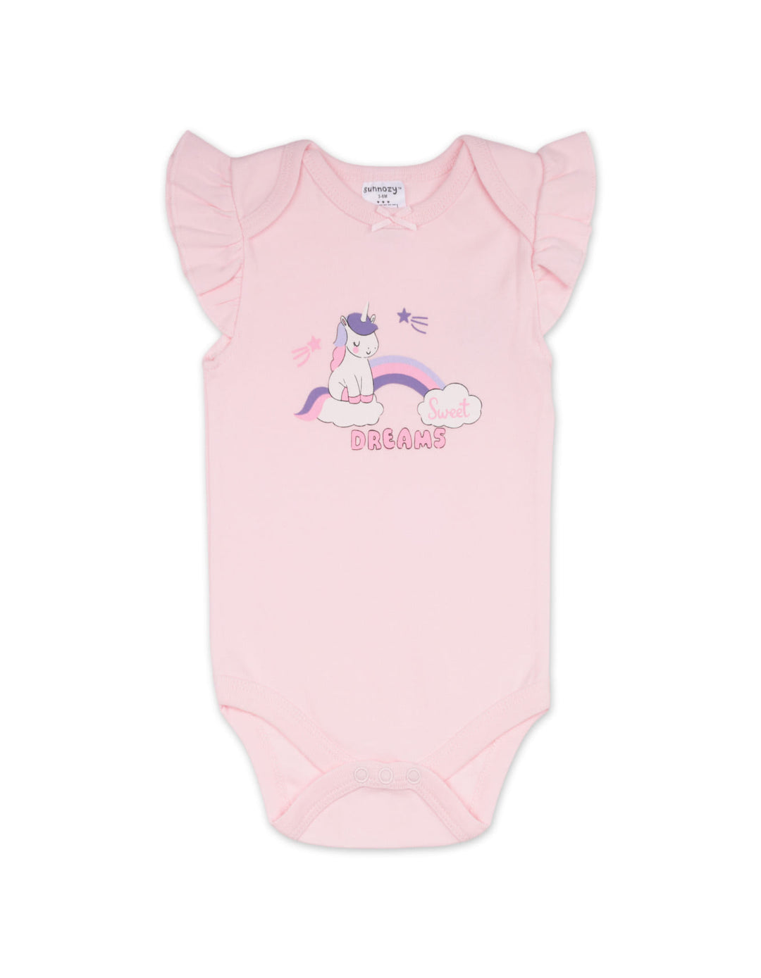 Baby Girl Short Sleeve Bodysuits 2 Pcs with Headband Sweet Dreams Unicorns at Zubaidas Online Pakistan