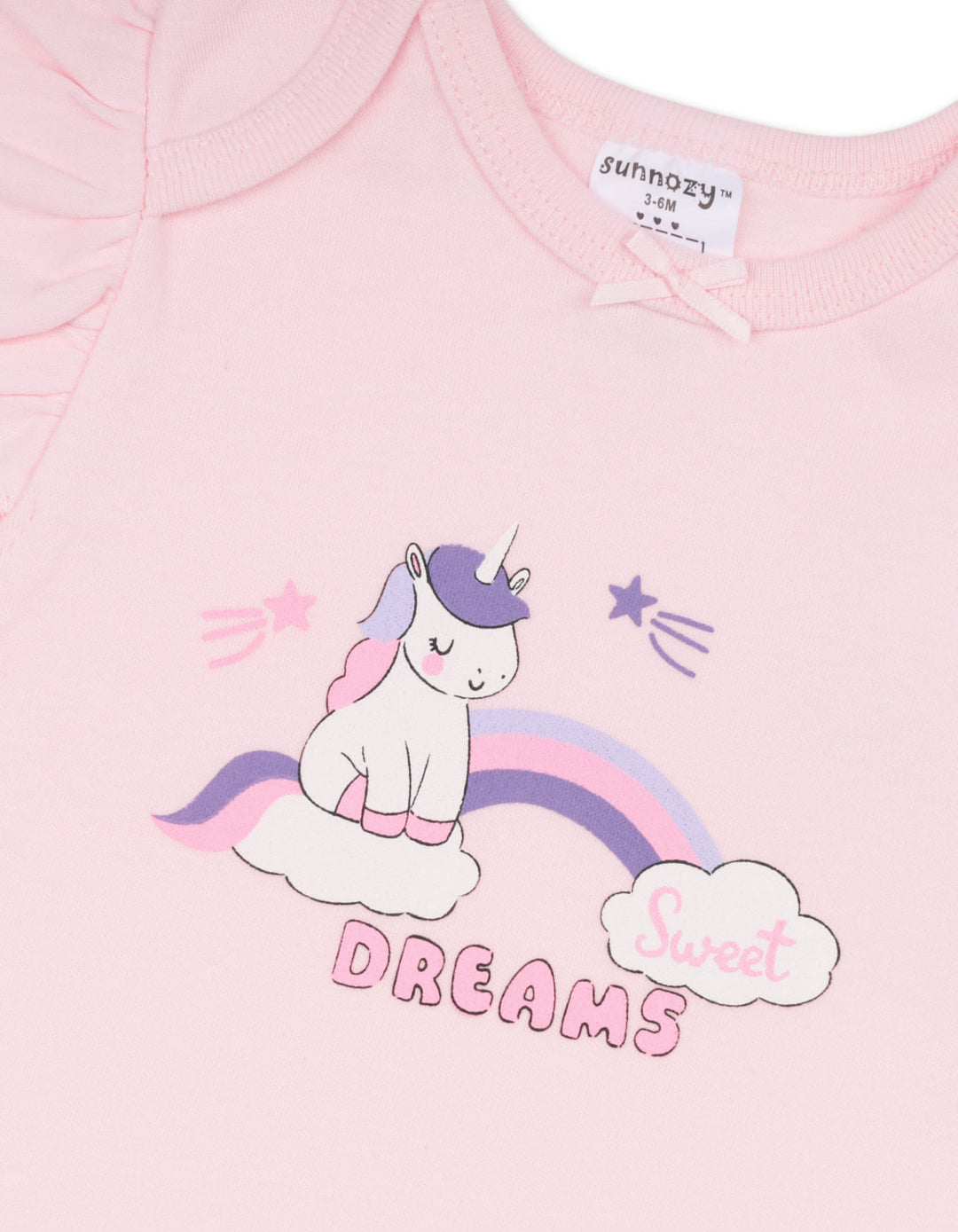 Baby Girl Short Sleeve Bodysuits 2 Pcs with Headband Sweet Dreams Unicorns at Zubaidas Best Online Baby and Kids Store in Pakistan