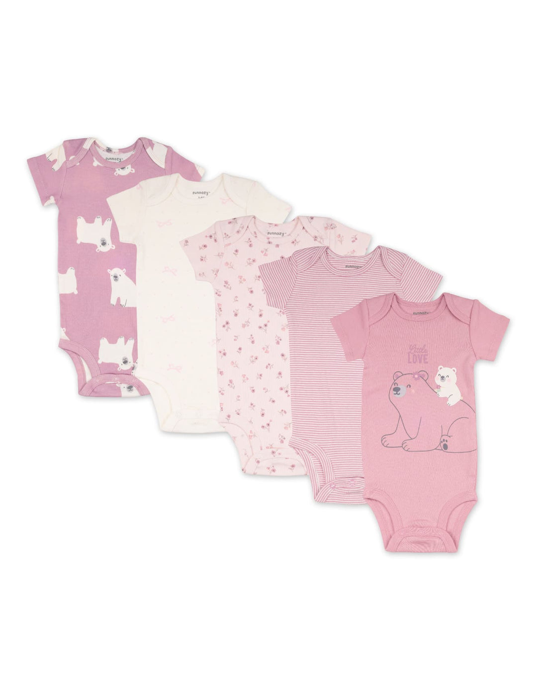 Baby Girl Short Sleeve Bodysuits Pack of 5 Little Love at Zubaidas