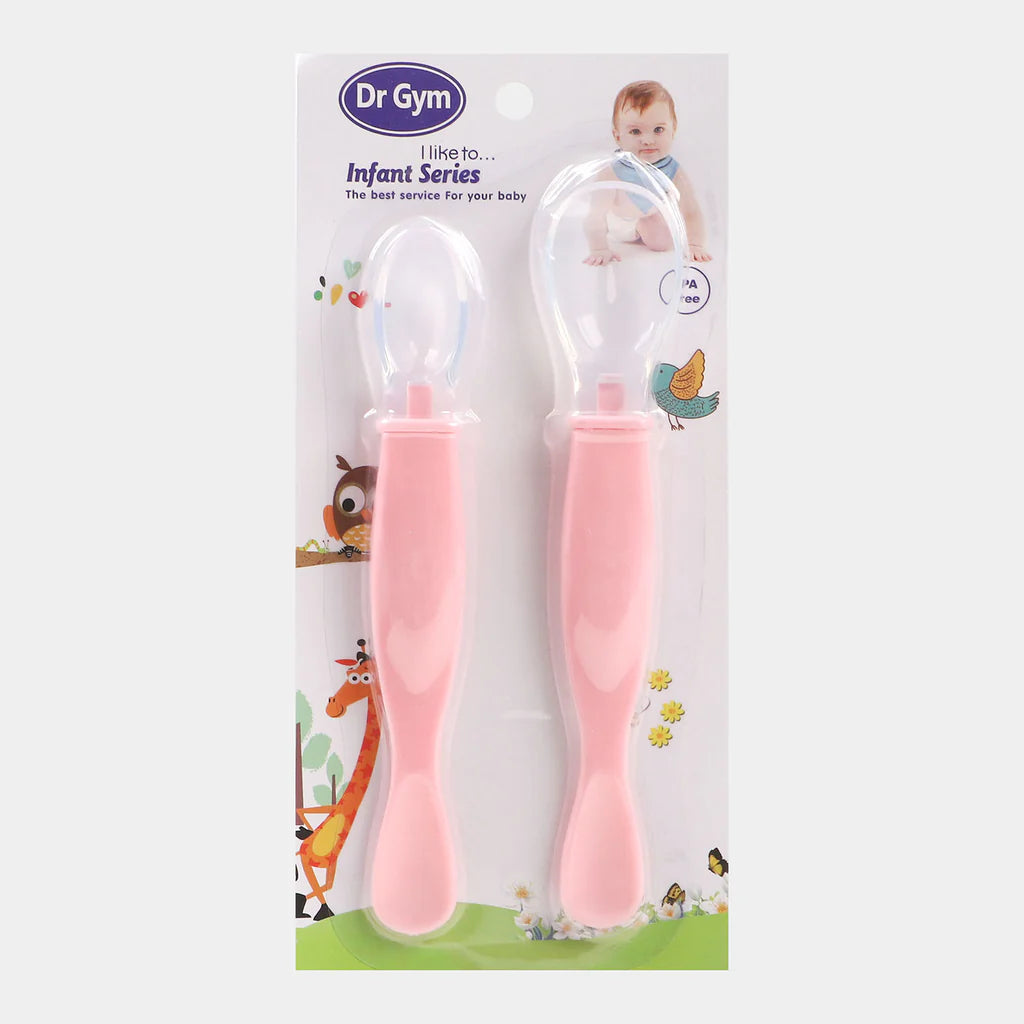 Baby Girl Silicone Feeding Spoon 2pcs Pink at Zubaidas