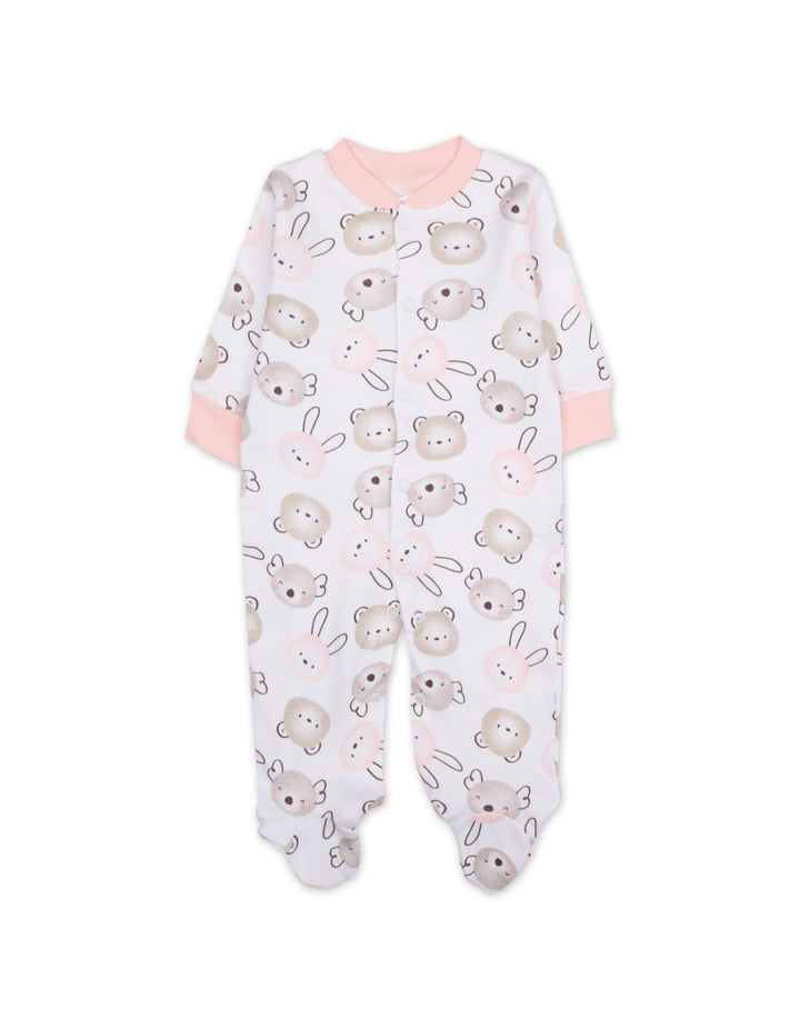 Baby Girl Sleepsuit Pack of 3 Hello Freinds Peach Pink at Zubaidas Best Online Baby and Kids Store in Pakistan