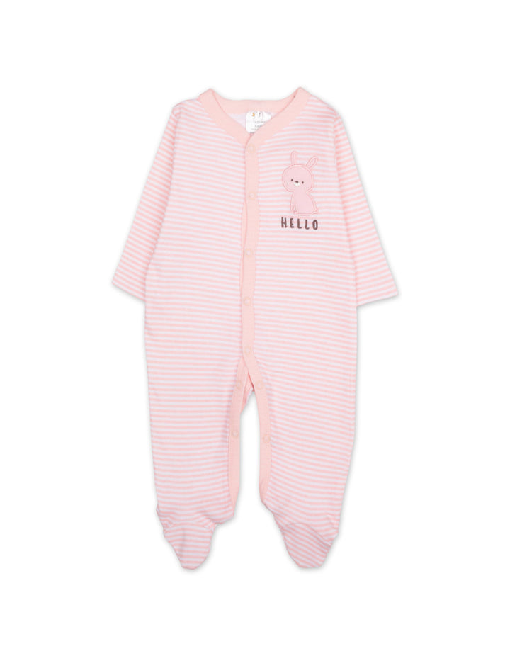 Baby Girl Sleepsuit Pack of 3 Hello Freinds Peach Pink at Zubaidas Number 1 Baby and Kids Store in Pakistan