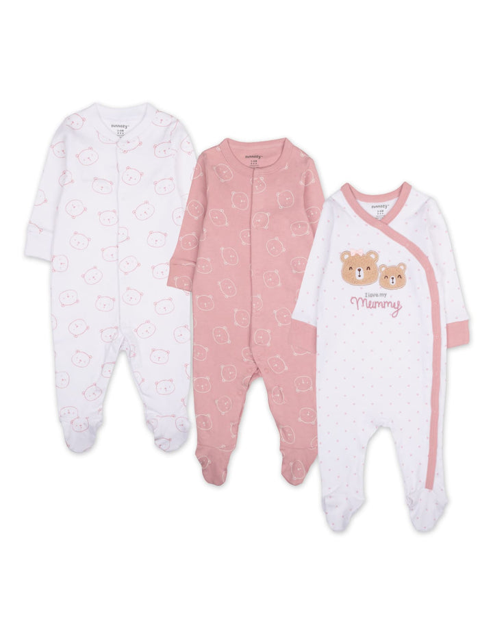 Baby Girl Sleepsuit Pack of 3 I Love My Mummy at Zubaidas