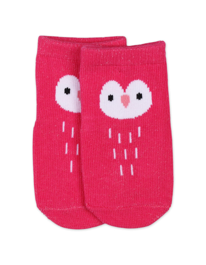 Baby Girl Socks and Knee Pads Set Owl Print Shocking Pink at Zubaidas Official Pakistan