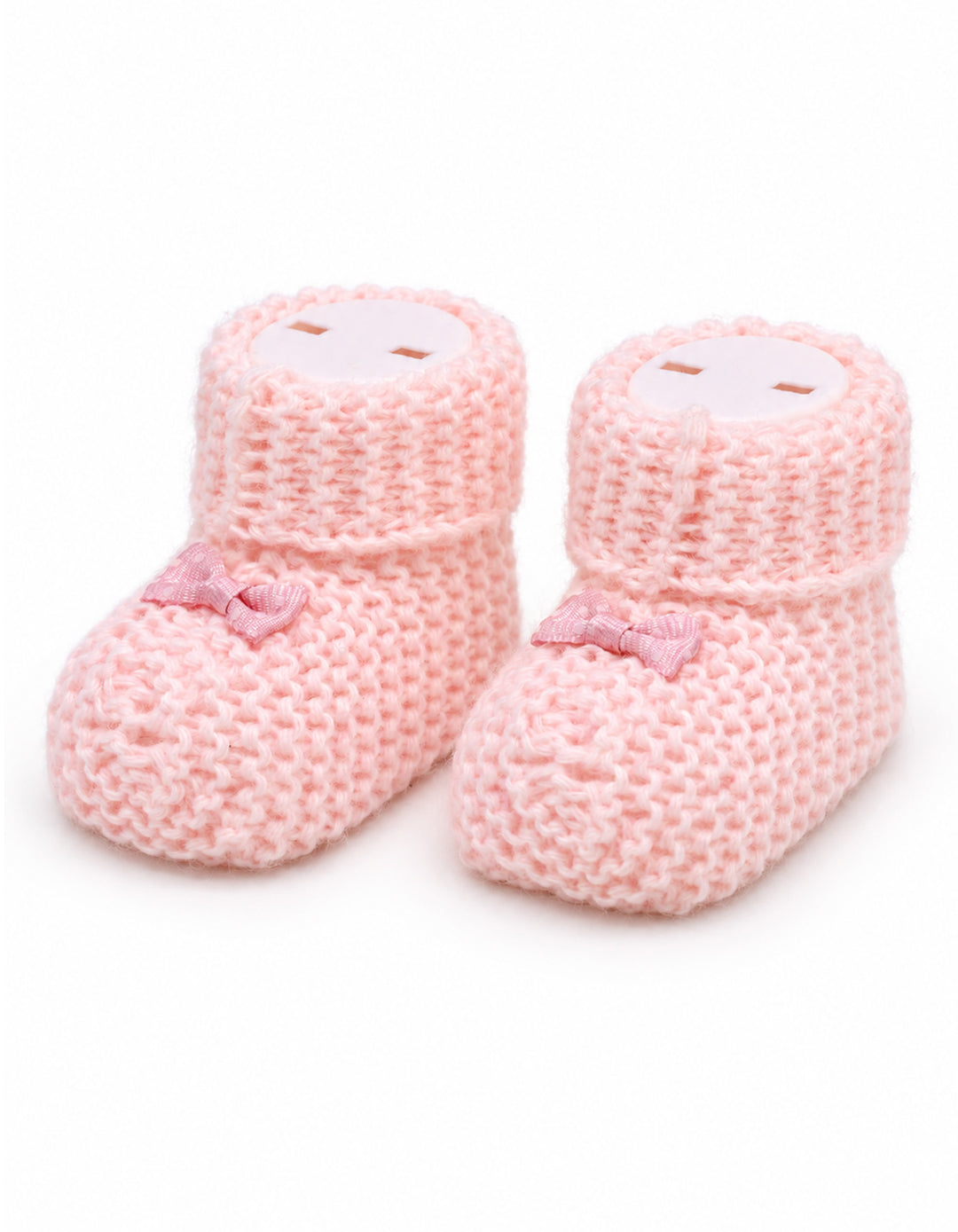 Baby Girl Soft Knit Booties with Bow Pink at Zubaidas Official Pakistan