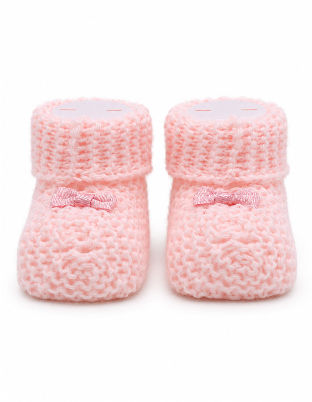 Baby Girl Soft Knit Booties with Bow Pink at Zubaidas