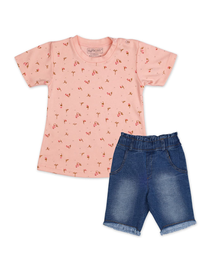 Baby Girl Summer 2 Piece Suit Set Bambies Floral Print Pink at Zubaidas