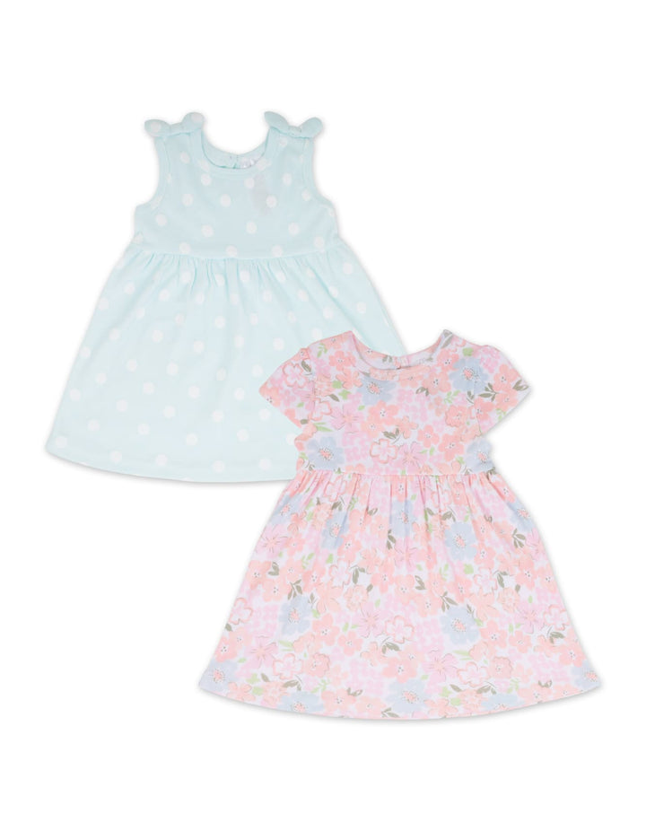 Baby Girl Summer 2 Pieces Dress Set Polka Dot and Floral at Zubaidas