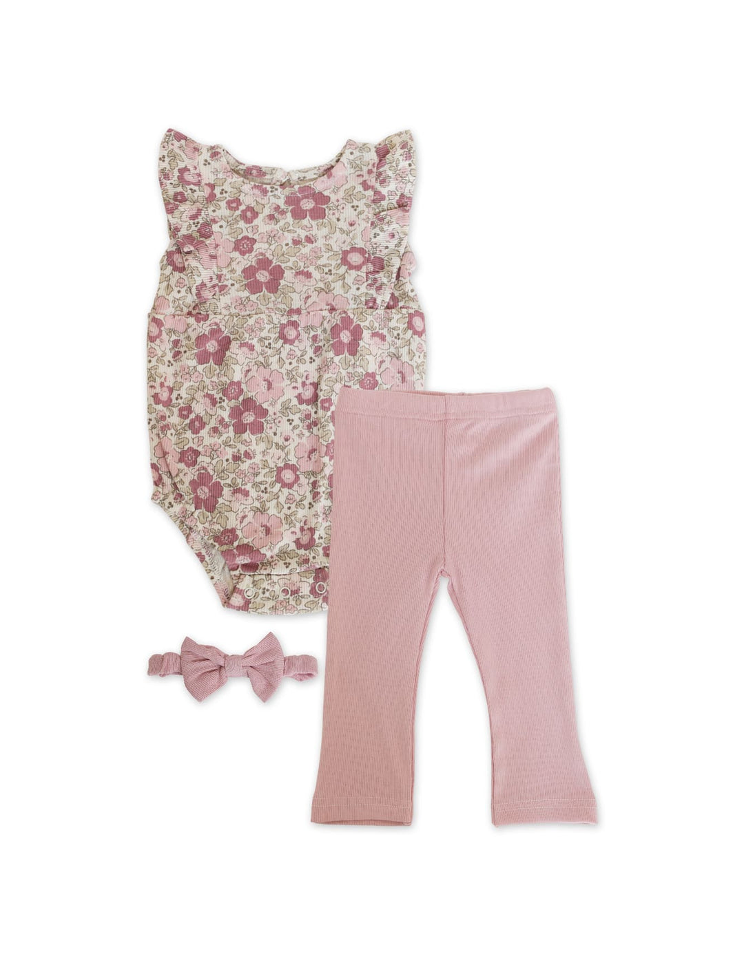 Baby Girl Summer 3 Pieces Outfit Set Floral Peach at Zubaidas