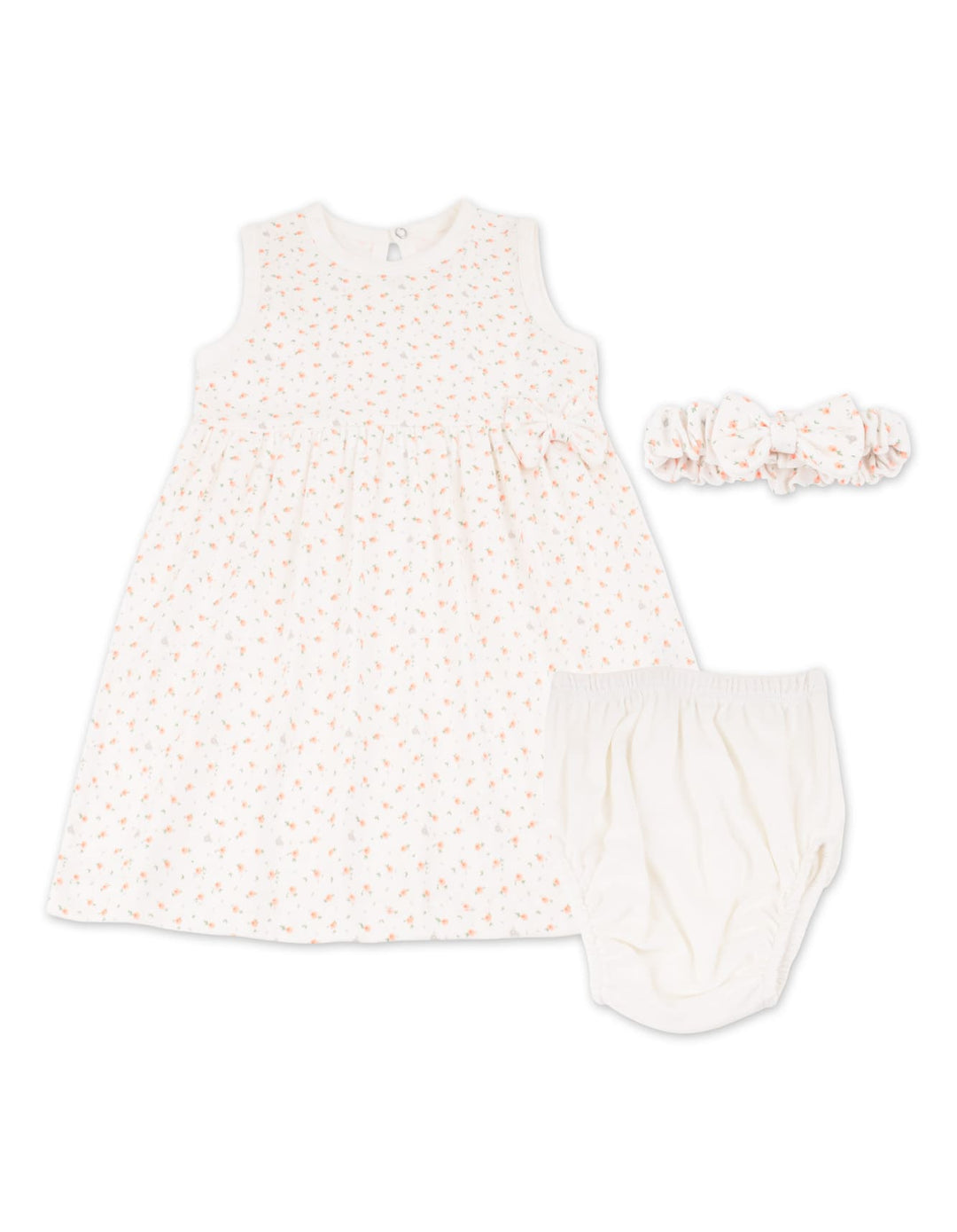 Baby Girl Summer 3 Pieces Suit Set Bambies Floral Print White at Zubaidas