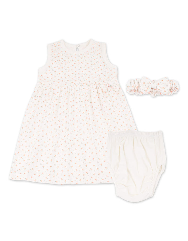 Baby Girl Summer 3 Pieces Suit Set Bambies Floral Print White at Zubaidas