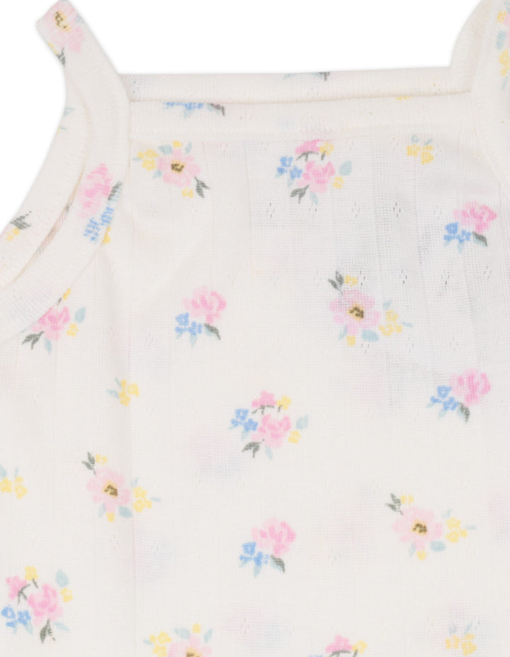 Baby Girl Summer 3 Pieces Suit Set Floral Print Off White at Zubaidas Online Pakistan