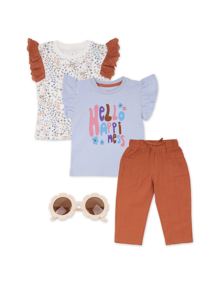 Baby Girl Summer 4 Pieces Dress Set Hello Happiness at Zubaidas