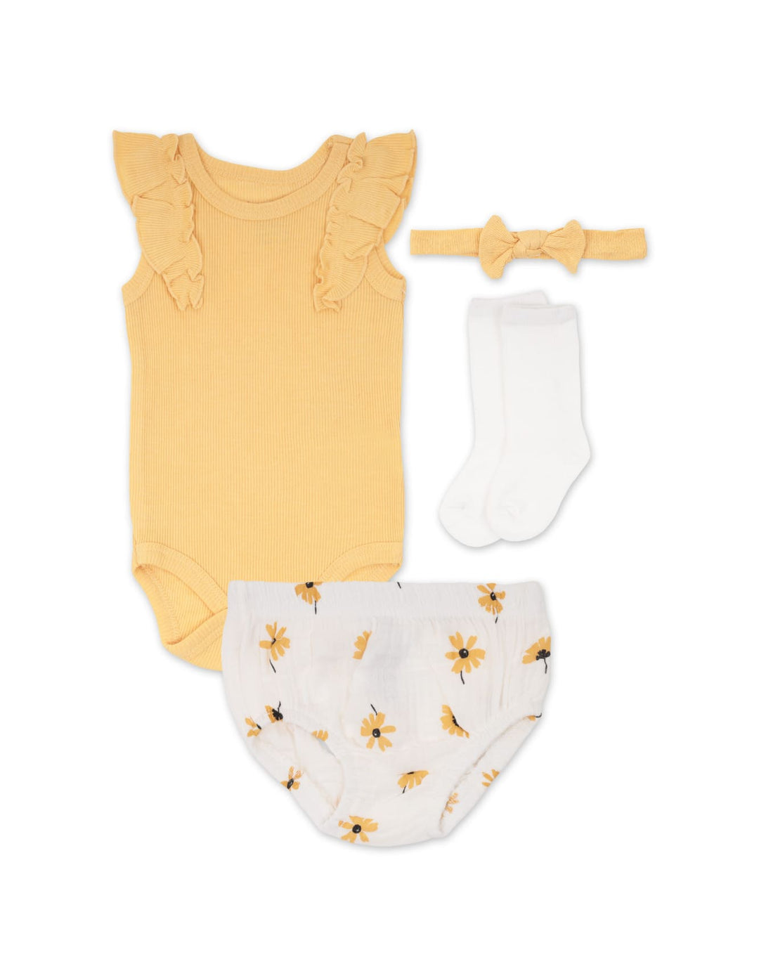 Baby Girl Summer 4 Pieces Outfit Set Sunflower at Zubaidas