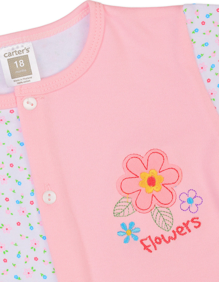 Baby Girl Summer Suit Set Floral Pink and White at Zubaidas Online Pakistan