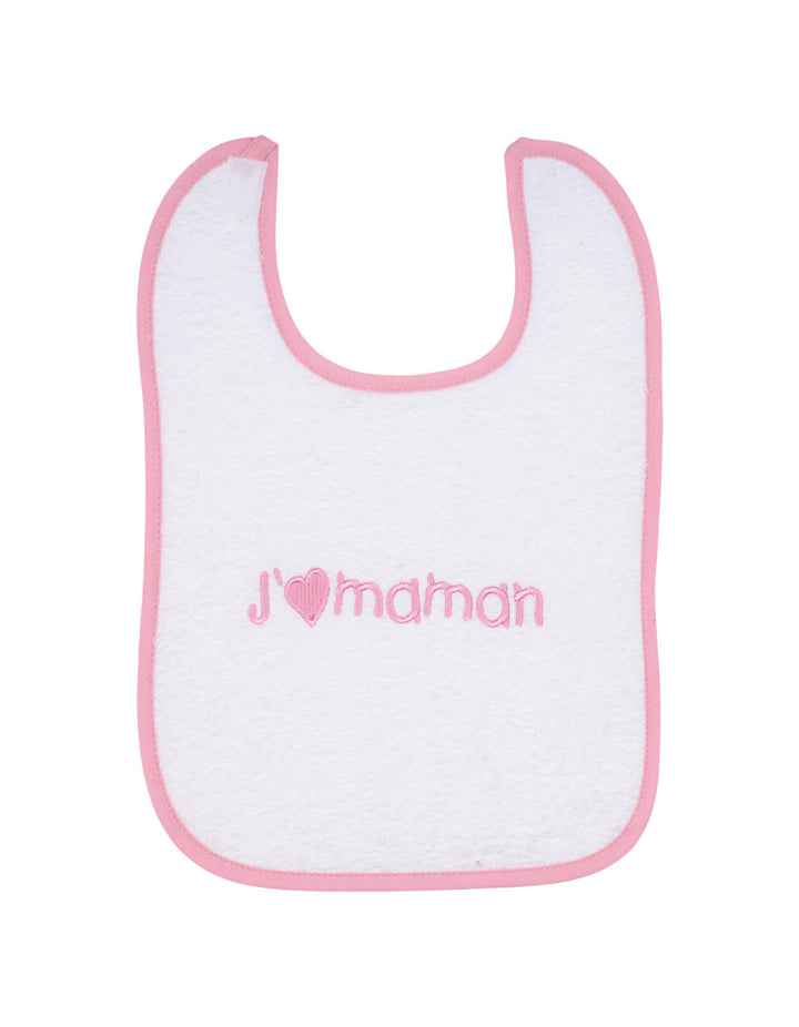 Baby Girl Towel Bibs I Love Mama Pink at Zubaidas