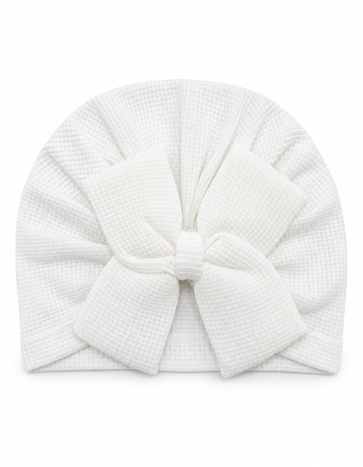 Baby Girl Turban Bow Cap White at Zubaidas
