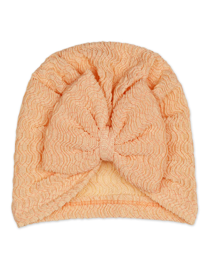 Baby Girl Turban Cap Bow Peach at Zubaidas