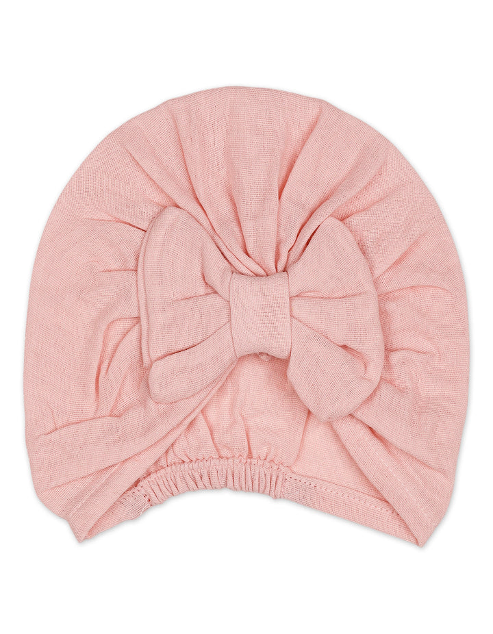 Baby Girl Turban Cap Bow Pink at Zubaidas