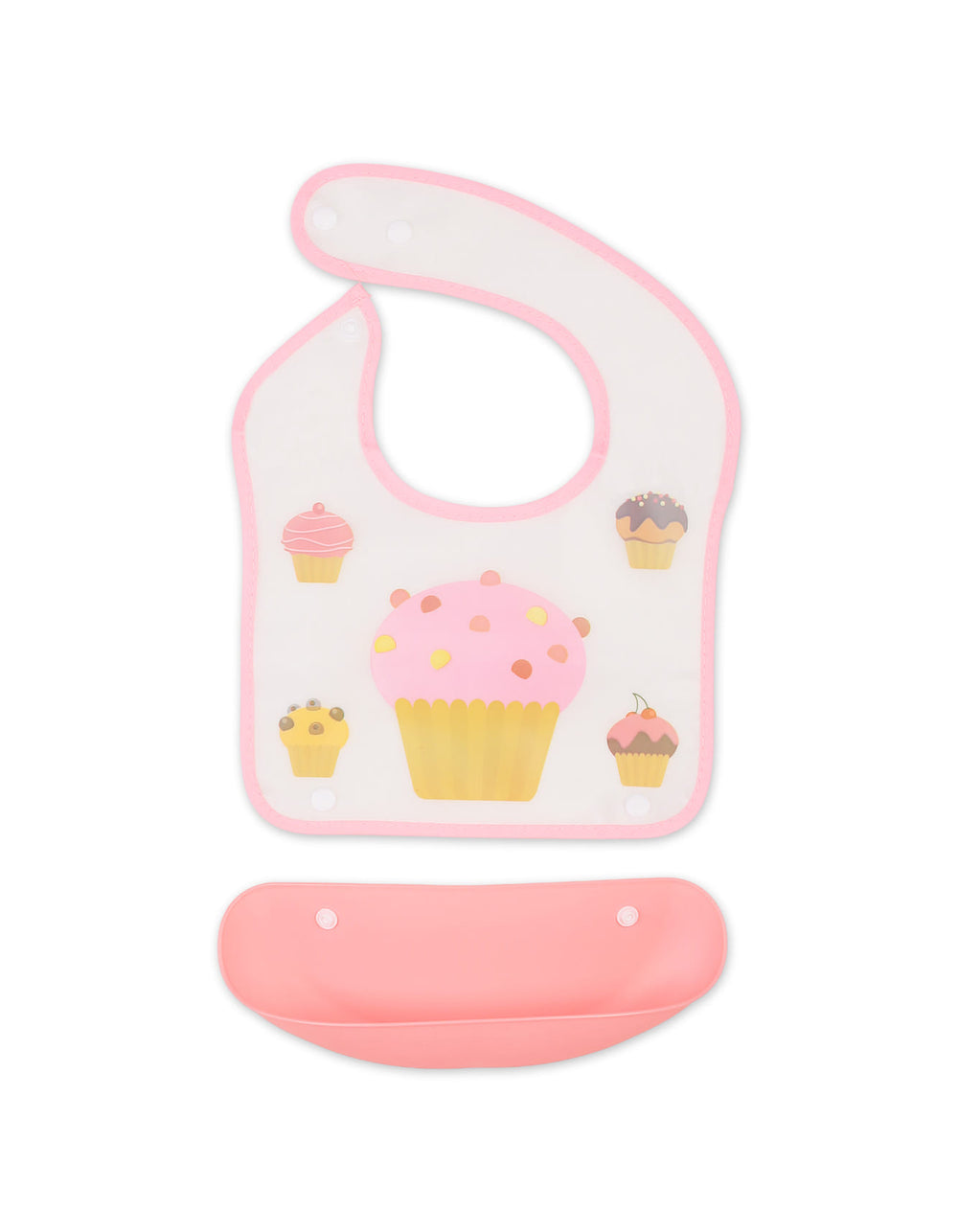 Baby Girl Waterproof Bib with Detachable Crumb Catcher Pink at Zubaidas Official Pakistan