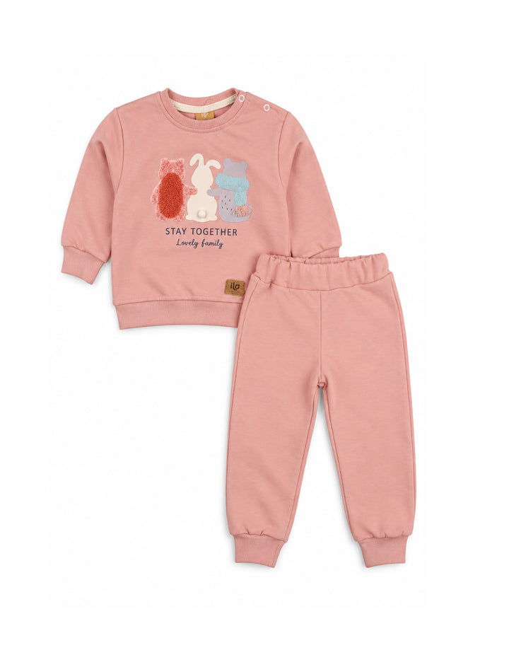Baby Girl Winter 2 Piece Suit Stay Together Pink at Zubaidas