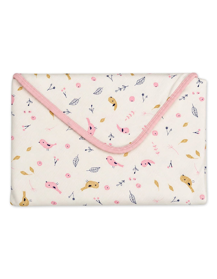 Baby Girl Wrapping Sheet Bird Off White and Pink at Zubaidas Best Online Baby and Kids Store in Pakistan