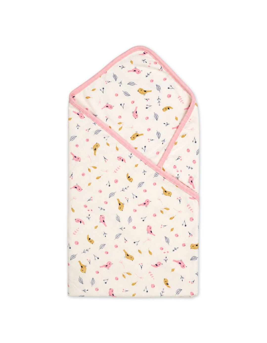 Baby Girl Wrapping Sheet Bird Off White and Pink at Zubaidas