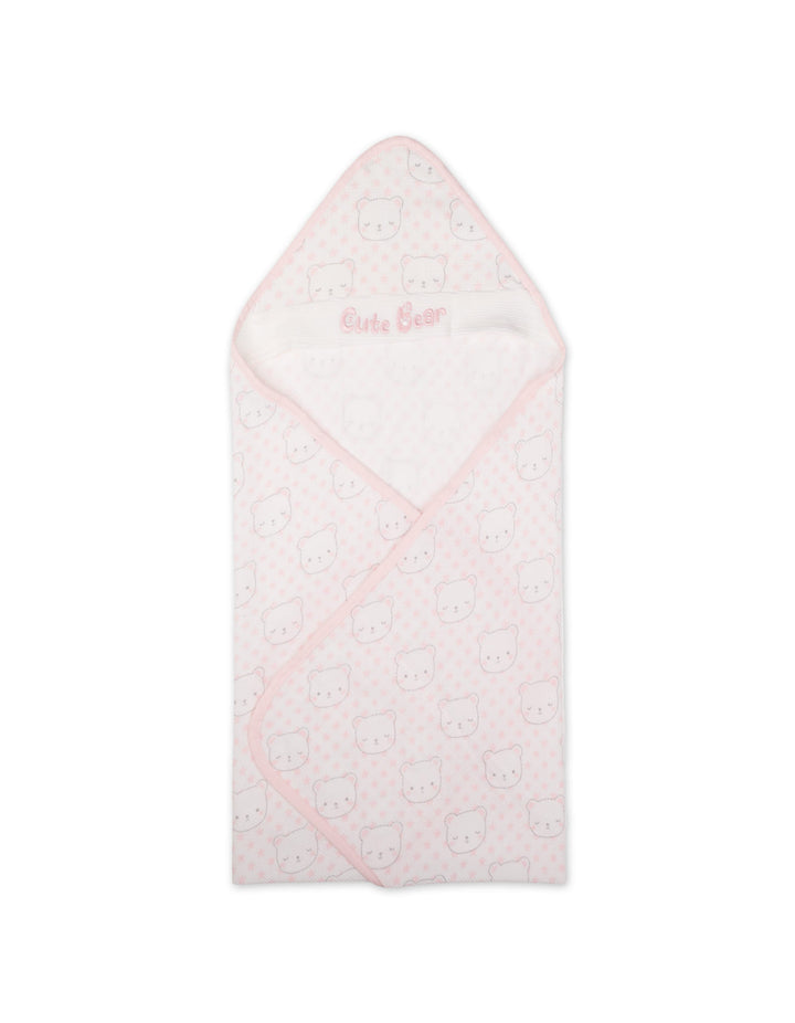 Baby Girl Wrapping Sheet Cute Bear Pink at Zubaidas
