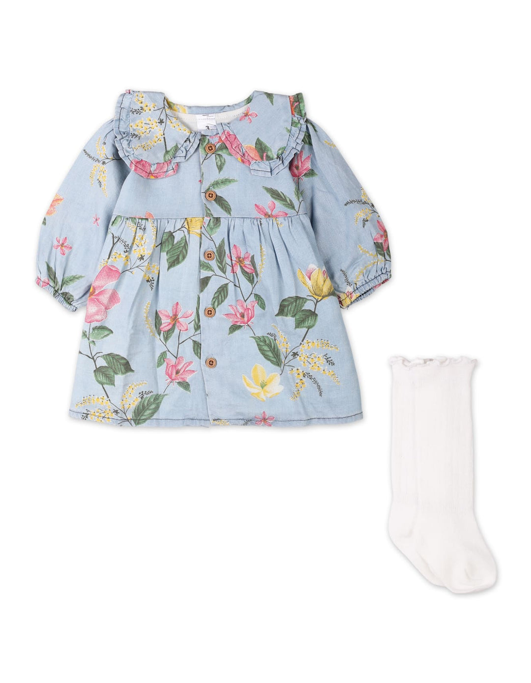 Baby Girls 2 Pieces Winter Apparel Bambies Floral Light Blue at Zubaidas