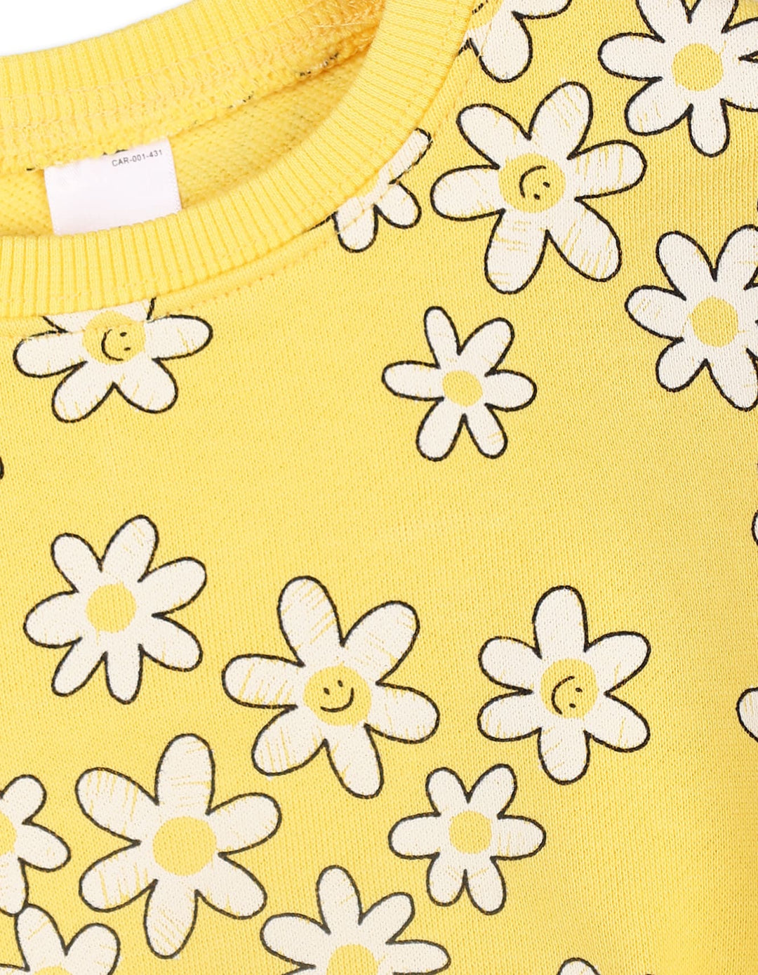 Baby Girls 2 Pieces Winter Apparel Bambies Floral Yellow and Cream at Zubaidas Online Baby Store Pakistan