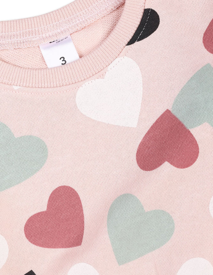 Baby Girls 2 Pieces Winter Clothes Bambies Heart Pink and Mint Green at Zubaidas Official Pakistan