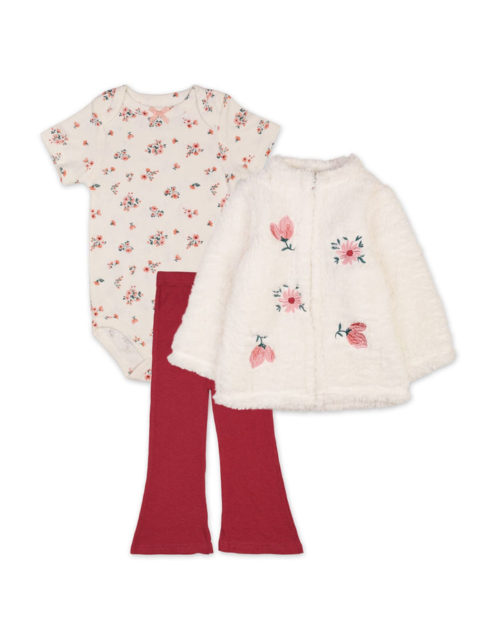 Baby Girls 2 Pieces Winter Layette Sets Bambies Floral Cream at Zubaidas