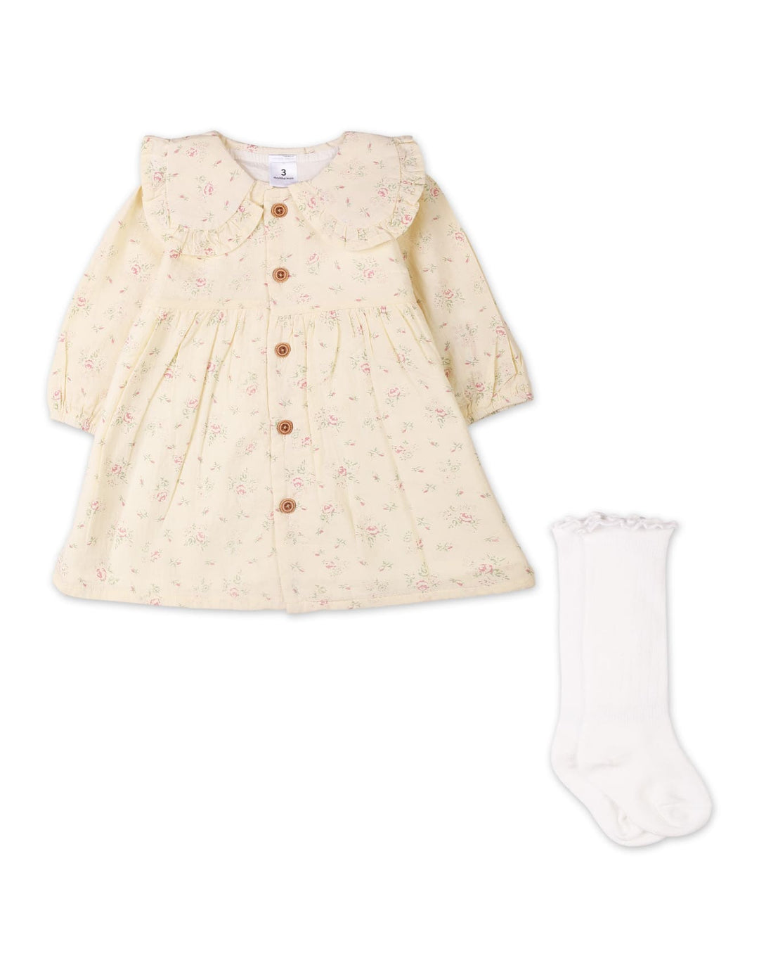 Baby Girls 2 Pieces Winter Outfit Bambies Floral Cream at Zubaidas