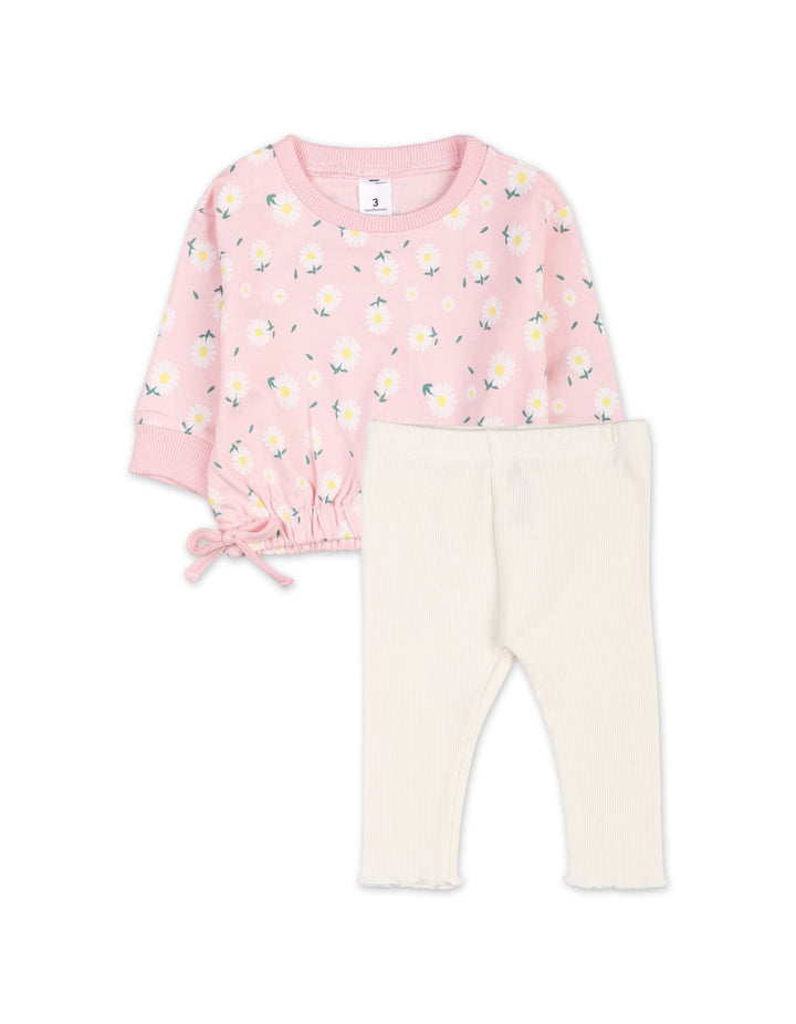 Baby Girls 2 Pieces Winter Outfit Bambies Floral Pink and Cream at Zubaidas