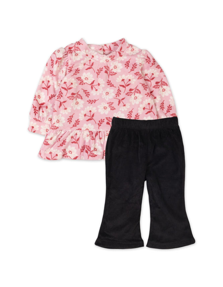 Baby Girls 2 Pieces Winter Outfits Bambies Floral Pink and Black at Zubaidas