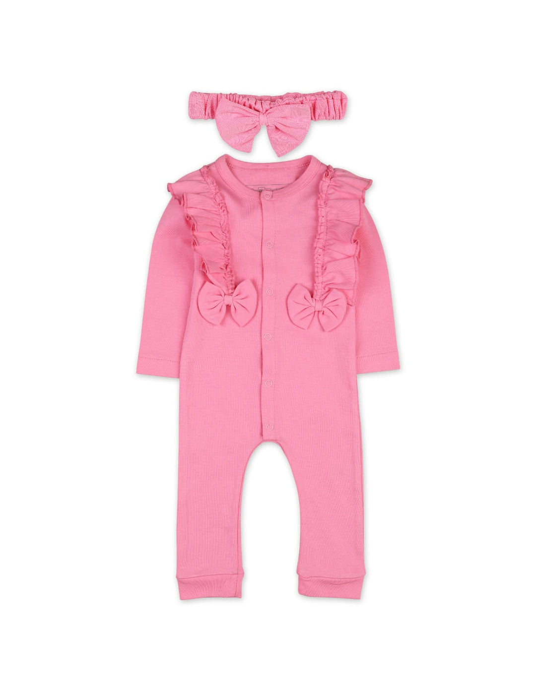 Baby Girls 2 Pieces Winter Rompers Set with Headband Bambies Pink at Zubaidas