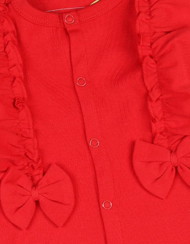 Baby Girls 2 Pieces Winter Rompers Set with Headband Bambies Red at Zubaidas Official Pakistan