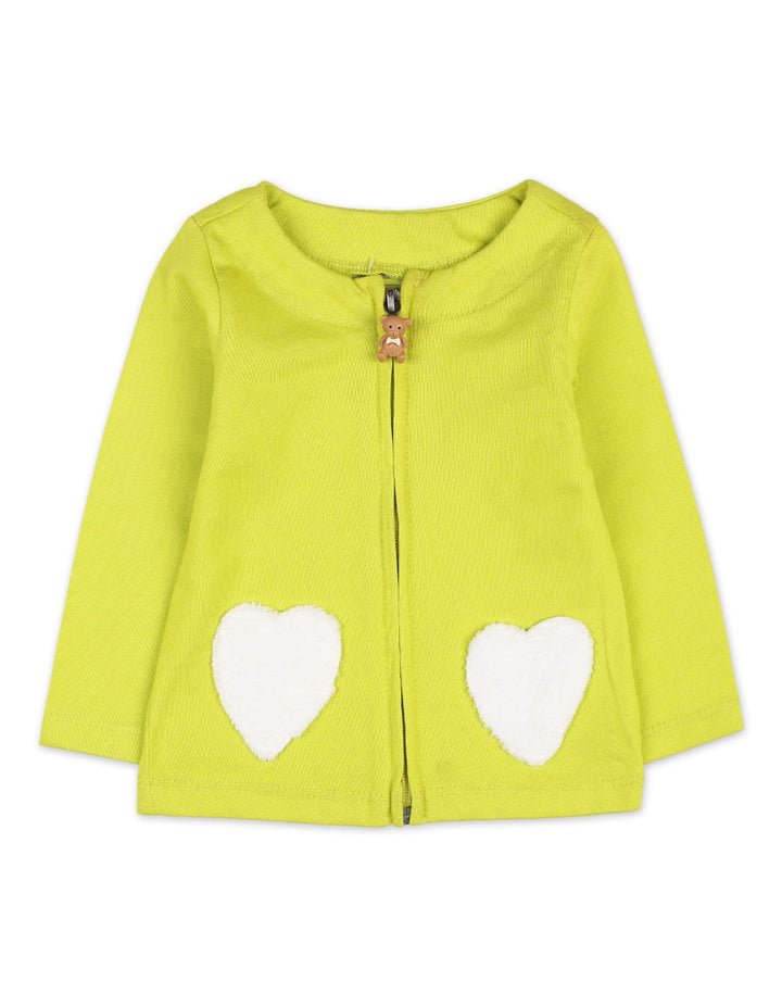Baby Girls 2 Pieces Winter Suit Bambies Hearts Lime Green at Zubaidas Pakistan