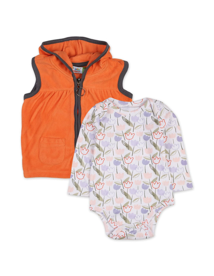 Baby Girls 2 Pieces Winter Suit Bambies Jacket and Bodysuit Orange at Zubaidas