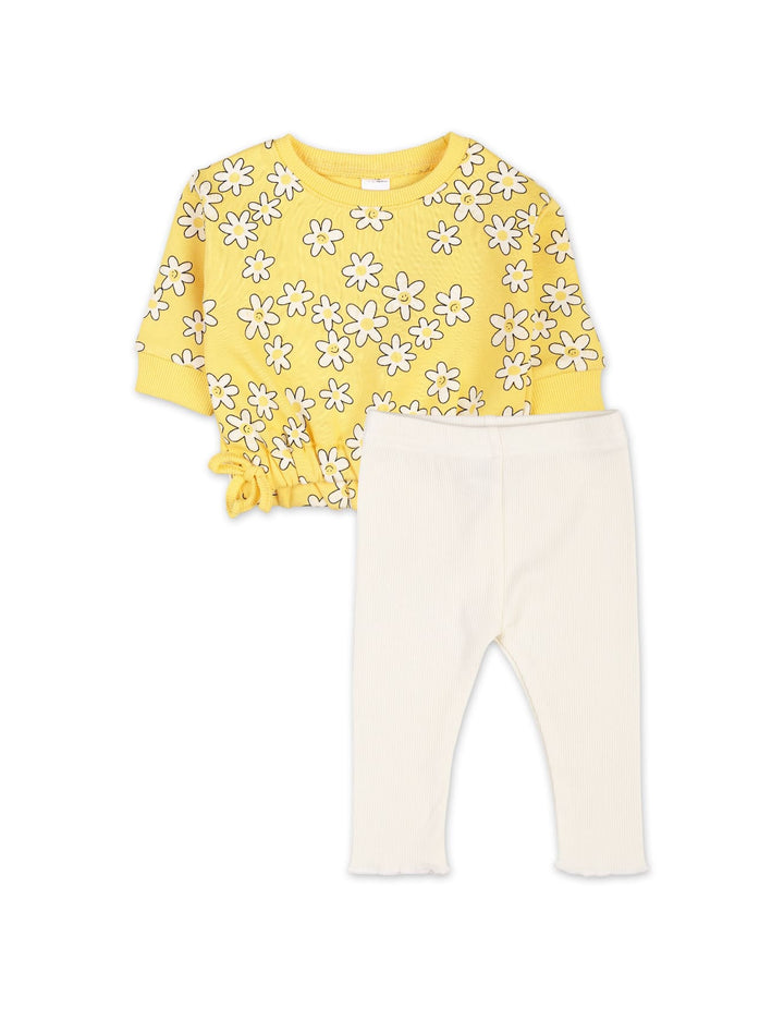 Baby Girls 2 Pieces Winter Suit Sets Bambies Floral Yellow and Cream at Zubaidas