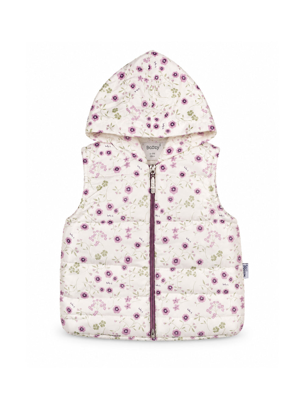 Baby Girls 3-Piece Winter Outfit with Floral Hooded Vest and Sweatshirt Purple and White at Zubaidas Official Pakistan