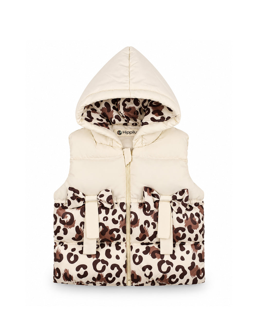 Baby Girls 3-Piece Winter Suit Set with Leopard Print Hooded Vest and Sweatshirt at Zubaidas Official Pakistan